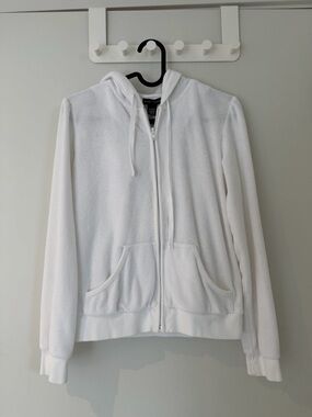 Club Monaco terry cloth White Zip Front Hoodie